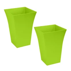 Simpa 2PC Lime Green Large Milano Plastic Planters.