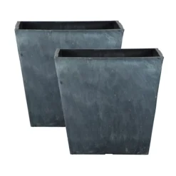 Simpa 2PC Masonry Concrete Style Square Plastic Planters 41cm (Dia)