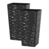 Simpa 2PC Panache Wave Black Tall Gloss Plastic Planters 29cm (Dia).