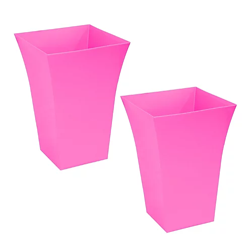 Simpa 2PC Pink Large Milano Plastic Planters. 1 Simpa 2PC Pink Large Milano Plastic Planters.