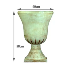 Simpa 2PC Pompeii Beige Tall Plastic Urn Planter & Base 40cm (Dia). -Outsunny Garden Zone simpa 2pc pompeii beige tall plastic urn planter base 40cm dia 5059331202022 04c MP