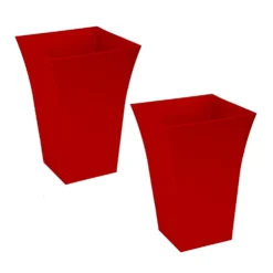 Simpa 2PC Red Large Milano Plastic Planters.