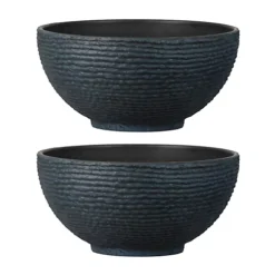 Simpa 2PC Stone Textured Effect Bowl Plastic Planters 40.5cm (Dia)