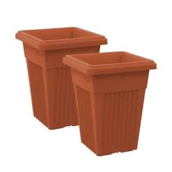 Simpa 2PC Terracotta Sovereign Pillar Upright Planters 40cm Dia