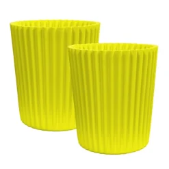 Simpa 2PC XL Yellow Wave Plastic Planters.