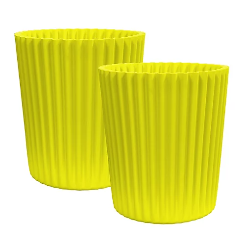 Simpa 2PC XL Yellow Wave Plastic Planters. 1 Simpa 2PC XL Yellow Wave Plastic Planters.