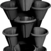 Simpa 6 Tier Black Strawberry Planter Trio Pot