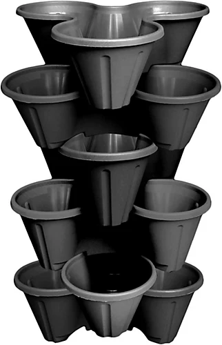 Simpa 6 Tier Black Strawberry Planter Trio Pot 1 Simpa 6 Tier Black Strawberry Planter Trio Pot