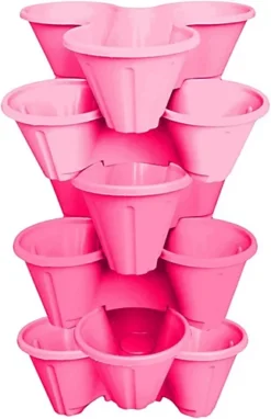 Simpa 6 Tier Pink Strawberry Planter Trio Pot