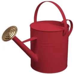 Simpa 9 Litre / 2 Gallon Red Galvanised Watering Can With Brass Rose.