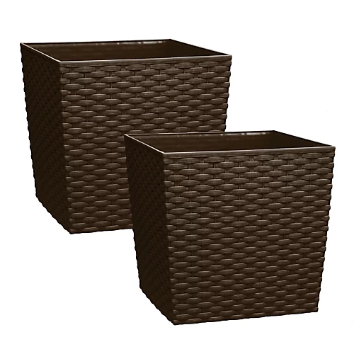 Simpa CUBIE 10L Brown Rattan Plant Pots Set 1 Simpa CUBIE 10L Brown Rattan Plant Pots Set