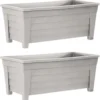 Simpa Grosvenor 55cm Taupe Plastic Trough Garden Planter Set Of 2 Pots