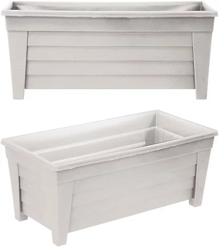 Simpa Grosvenor 55cm Taupe Plastic Trough Garden Planter Set Of 2 Pots 2 Simpa Grosvenor 55cm Taupe Plastic Trough Garden Planter Set Of 2 Pots - Image 2