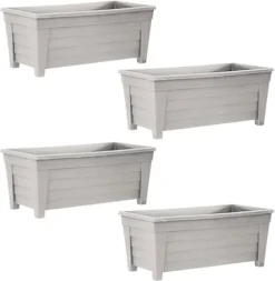 Simpa Grosvenor 55cm Taupe Plastic Trough Garden Planter Set Of 4 Pots