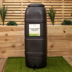 Slim Space Saver Garden Water Butt 100 Litre With Lid & Tap Carry Handles In Black
