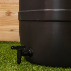 Slim Space Saver Garden Water Butt 100 Litre With Lid & Tap Carry Handles In Black -Outsunny Garden Zone slim space saver garden water butt 100 litre with lid tap carry handles in black5056589103255 03c MP