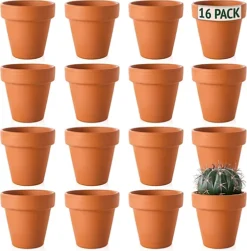 Small Terracotta Plant Pots - (6.5cm, 16 Pots) Mini Terracotta Plant For Flowers, Herb Planters, Seeds And Decor