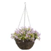 Smart Garden Pansy Artificial Lilac & Green Round Plastic Hanging Basket, 25cm