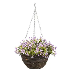 Smart Garden Pansy Artificial Lilac & Green Round Plastic Hanging Basket, 25cm