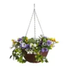 Smart Garden Pansy Artificial Purple & Yellow Round Plastic Hanging Basket, 30cm