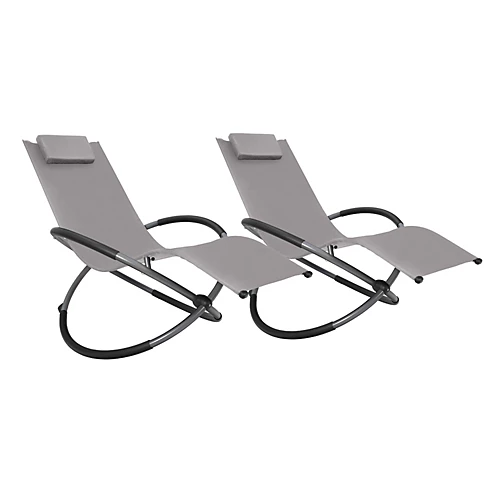 Smart Living Zero Gravity Rocking Sun Lounger Chair With Pillow Grey 3 Smart Living Zero Gravity Rocking Sun Lounger Chair With Pillow Grey - Image 3