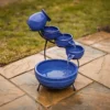 Solar Ceramic Cascade Water Feature - Blue