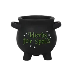 Something Different Herbs For Spells Cauldron Plant Pot Black/Green/White (One Size)