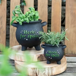 Something Different Herbs For Spells Cauldron Plant Pot Black/Green/White (One Size) -Outsunny Garden Zone something different herbs for spells cauldron plant pot black green white one size 5063107232700 03c MP