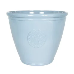 Southern Patio Sullivan Blue Polypropylene (PP) & Polystyrene (PS) Motif Emblem Round Plant Pot (Dia)40.2cm