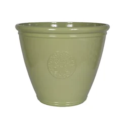Southern Patio Sullivan Green Polypropylene (PP) & Polystyrene (PS) Motif Emblem Round Plant Pot (Dia)40.2cm