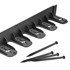 Spudulica 4 Pieces/3 Metres Flexible Garden Edging Black 60mm Height + Pins -Outsunny Garden Zone spudulica 4 pieces 3 metres flexible garden edging black 60mm height pins5065013758473 03c MP
