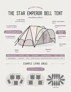 Star Emperor Bell Tent - Canvas 285 5 Star Emperor Bell Tent - Canvas 285 -Outsunny Garden Zone star emperor bell tent canvas 2855056241991435 05c MP