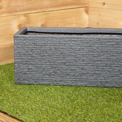 Strata Ash Slate Effect Trough 60cm W X 25cm D X 25.5cm H -Outsunny Garden Zone strata ash slate effect trough 60cm w x 25cm d x 25 5cm h5060907229657 03c MP