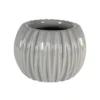 Stylish Ceramic Grey Ribbed Orchid Pot. Indoor Use. W18.3 Cm.