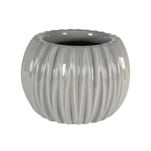 Stylish Ceramic Grey Ribbed Orchid Pot. Indoor Use. W18.3 Cm. 1 Stylish Ceramic Grey Ribbed Orchid Pot. Indoor Use. W18.3 Cm.