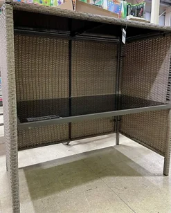 Suntime Grey Rattan Garden Tiki Bar Set With Tropical Canopy -Outsunny Garden Zone suntime grey rattan garden tiki bar set with tropical canopy5029936910110 04c MP