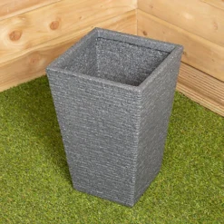 Tall Ash Coloured Slate Effect Garden Planter 30cm D X 30cm W X 45cm H -Outsunny Garden Zone tall ash coloured slate effect garden planter 30cm d x 30cm w x 45cm h5060907229664 03c MP