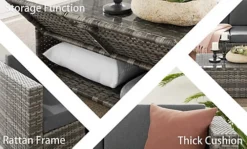 The Tatton Large Grey Corner Rattan 6 Seat Sofa Set -Outsunny Garden Zone the tatton large grey corner rattan 6 seat sofa set5060832770194 04c MP