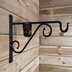 Tom Chambers Heavy Duty Handcrafted Metal 35cm Black Twisted Wall Bracket Hook For Garden Patio Hanging Basket Planter Bird Feeder