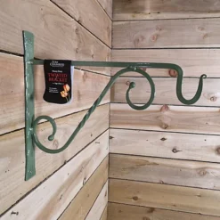 Tom Chambers Heavy Duty Handcrafted Metal 35cm Sage Green Twisted Wall Bracket Hook For Hanging Basket Planter Bird Feeder