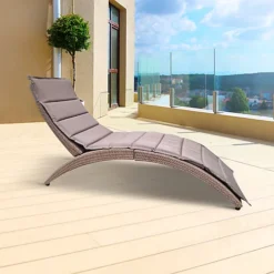 Truro Rattan Garden Sunlounger With Cushion