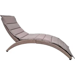 Truro Rattan Garden Sunlounger With Cushion -Outsunny Garden Zone truro rattan garden sunlounger with cushion5060441222862 04c MP