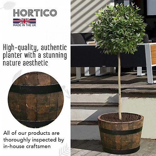 Value Set Of 2 HORTICO Upcycled Oak Round Tub Wooden Planter For Garden, Outdoor Plant Pot Made In The UK D40 H30 Cm, 37.7L 2 Value Set Of 2 HORTICO Upcycled Oak Round Tub Wooden Planter For Garden, Outdoor Plant Pot Made In The UK D40 H30 Cm, 37.7L - Image 2