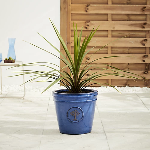 Verve Barcău Blue Ceramic Round Plant Pot (Dia)32cm 3 Verve Barcău Blue Ceramic Round Plant Pot (Dia)32cm - Image 3