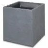 Verve Dallas Dark Grey Slate Effect Plastic Square Plant Pot (Dia)40cm