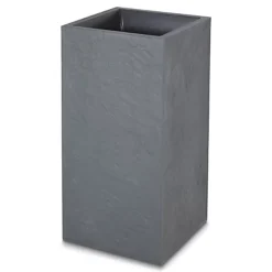 Verve Durdica Dark Grey Slate Effect Plastic Square Plant Pot (Dia)40cm