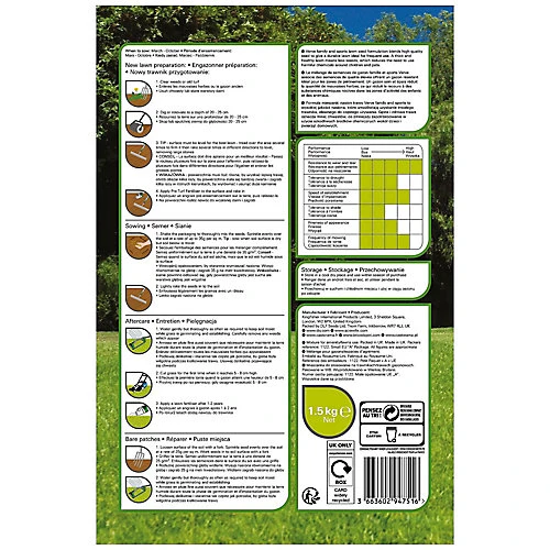 Verve Family & Sports Grass Seeds, 1.5kg 2 Verve Family & Sports Grass Seeds, 1.5kg - Image 2