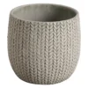 Verve Kulun Beige Knitted Effect Fibreclay Circular Plant Pot (Dia)29cm