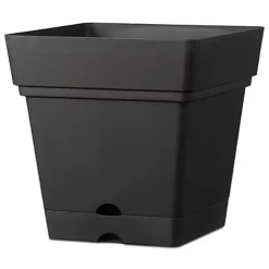 Verve Nurgul Dark Grey Plastic Square Plant Pot (Dia)38cm