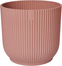 Vibes Fold Round Large 25cm Plant Pot Indoor Home Decorative Flower Herb Planter Embossed Design Recycled Plastic Pink